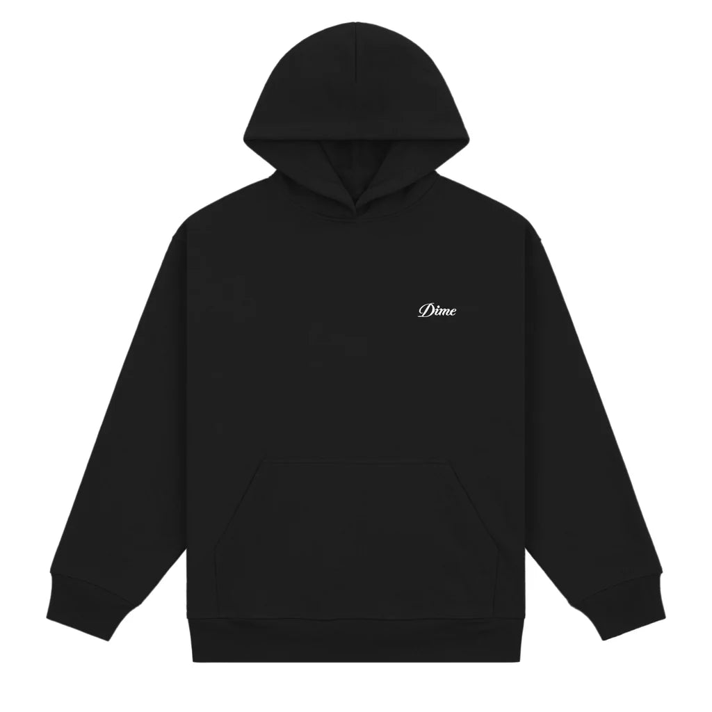 Dime Cursive Small Logo Hoodie Black – front view