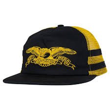 Anti Hero Basic Eagle Snapback Hat - Black/Yellow - Switch Skate & Snow