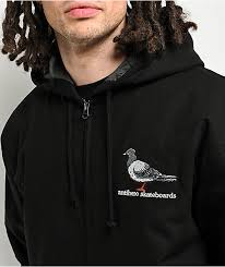 Anti Hero Lil Pigeon EMB Zip Hoodie - Black - Switch Skate & Snow
