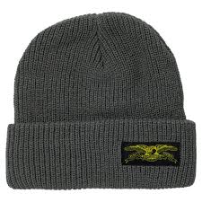 Anti Hero Stock Eagle Label Cuff Beanie - Charcoal/Yellow - Switch Skate & Snow