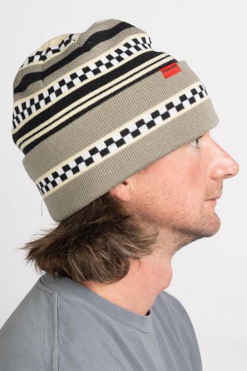 Corduroy 2025 Check Stripe Beanie - Stone Grey - Switch Skate & Snow