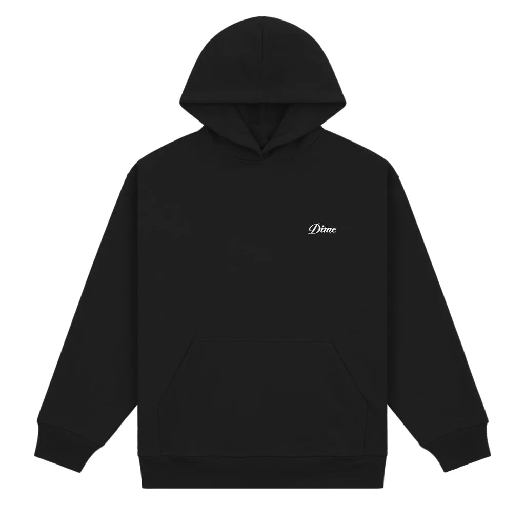 Dime Cursive Small Logo Hoodie - Black - Switch Skate & Snow