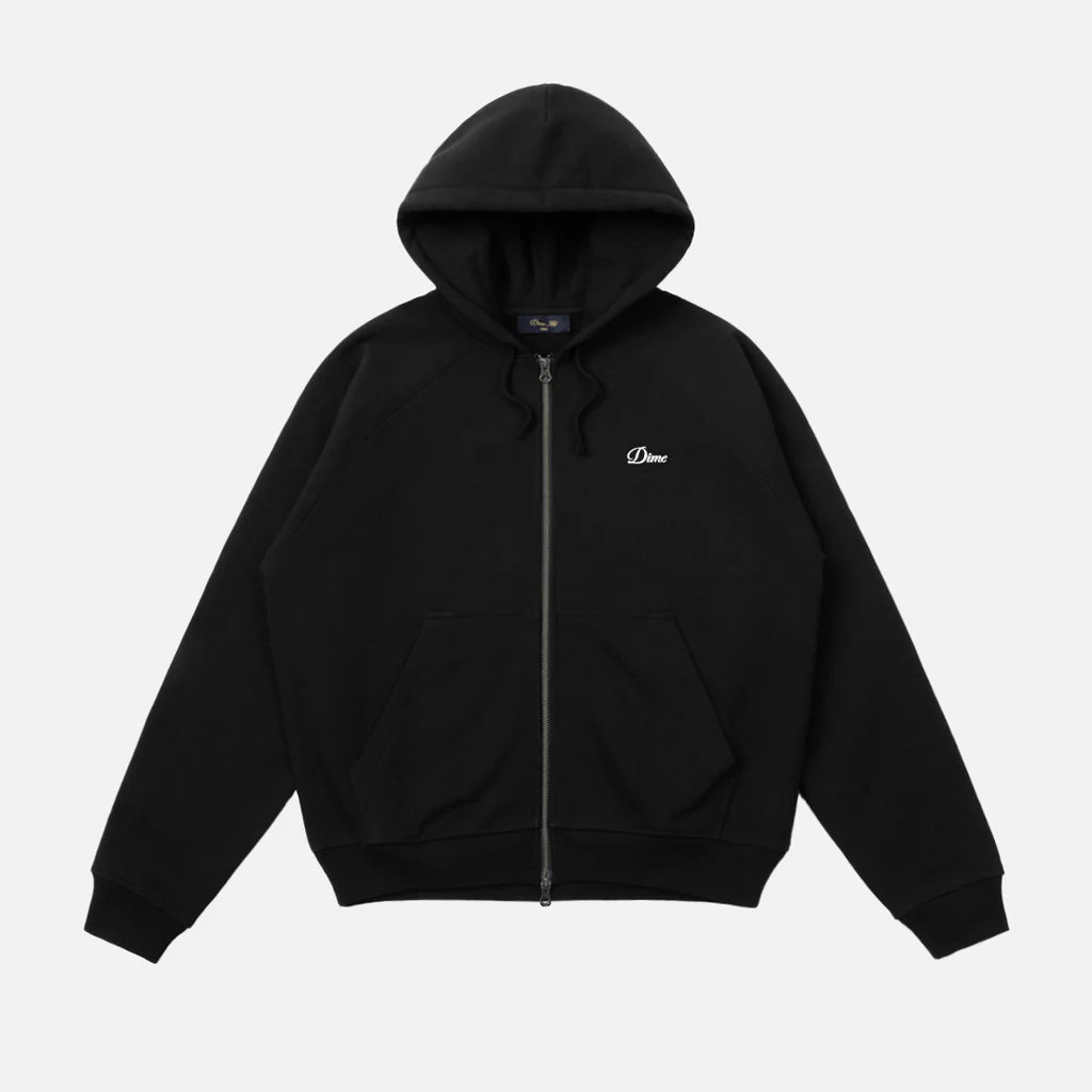 Dime Cursive Small Logo Zip Hoodie - Black - Switch Skate & Snow