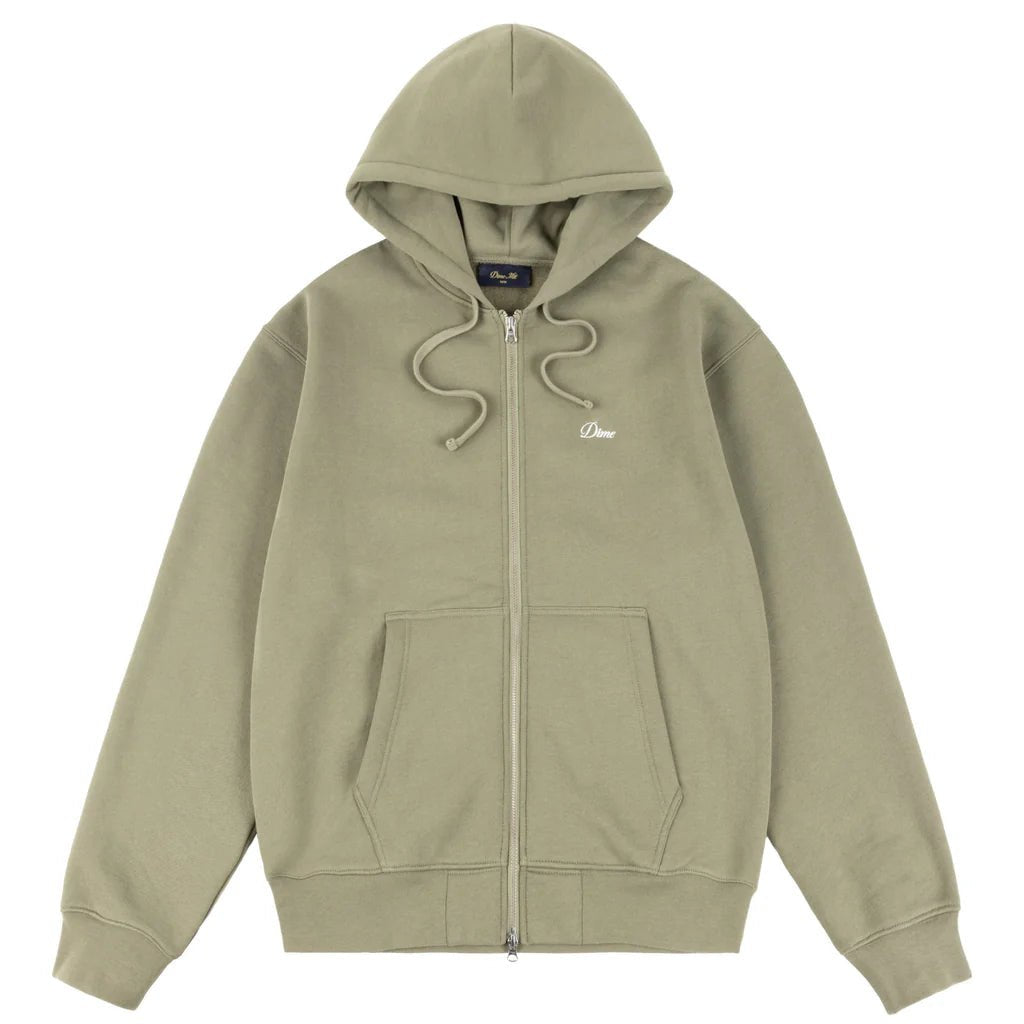 Dime Cursive Zip Hoodie - Army Green - Switch Skate & Snow