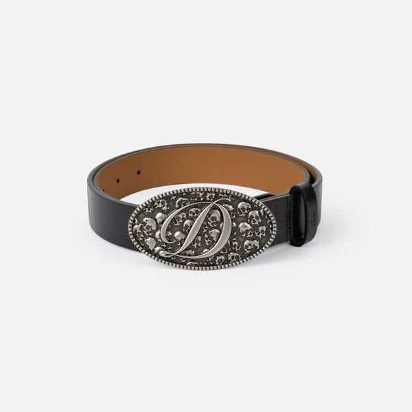 Dime Skull Leather Belt - Black - Switch Skate & Snow