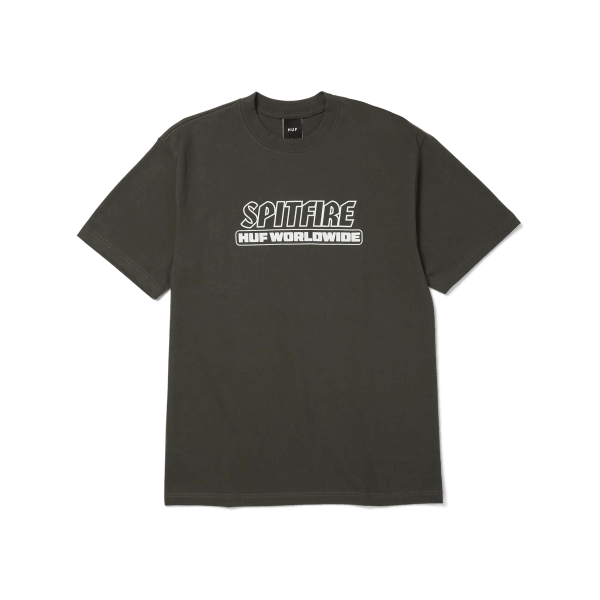 HUF X Spitfire Burn Heavyweight T-Shirt - Washed Black - Switch Skate & Snow