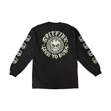 Spitfire Deathmask Classic Longsleeve T-Shirt - Black/GITD - Switch Skate & Snow