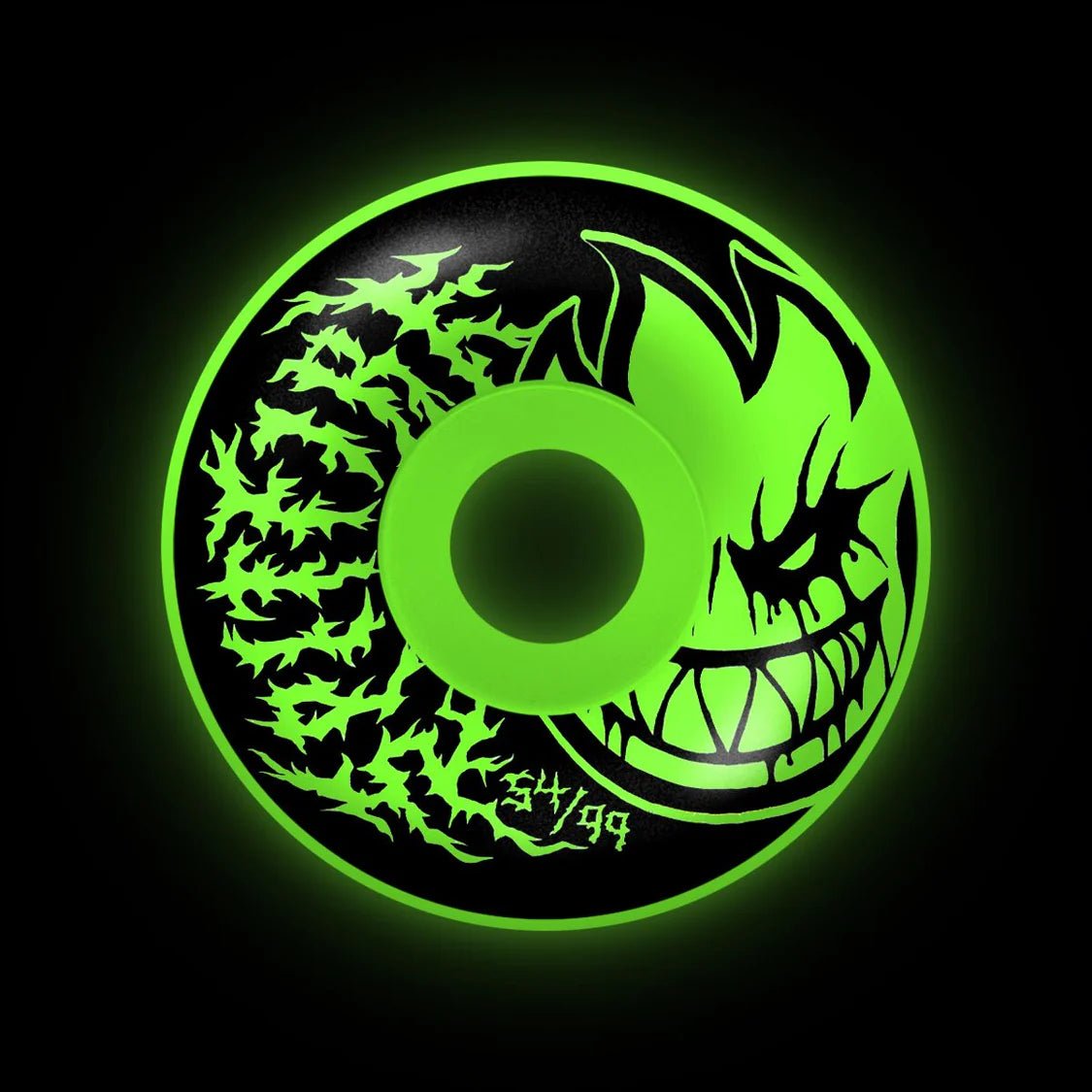 Spitfire F4 Deathmask II Bighead Radial Full Wheels - 54mm 99D - GITD - Switch Skate & Snow