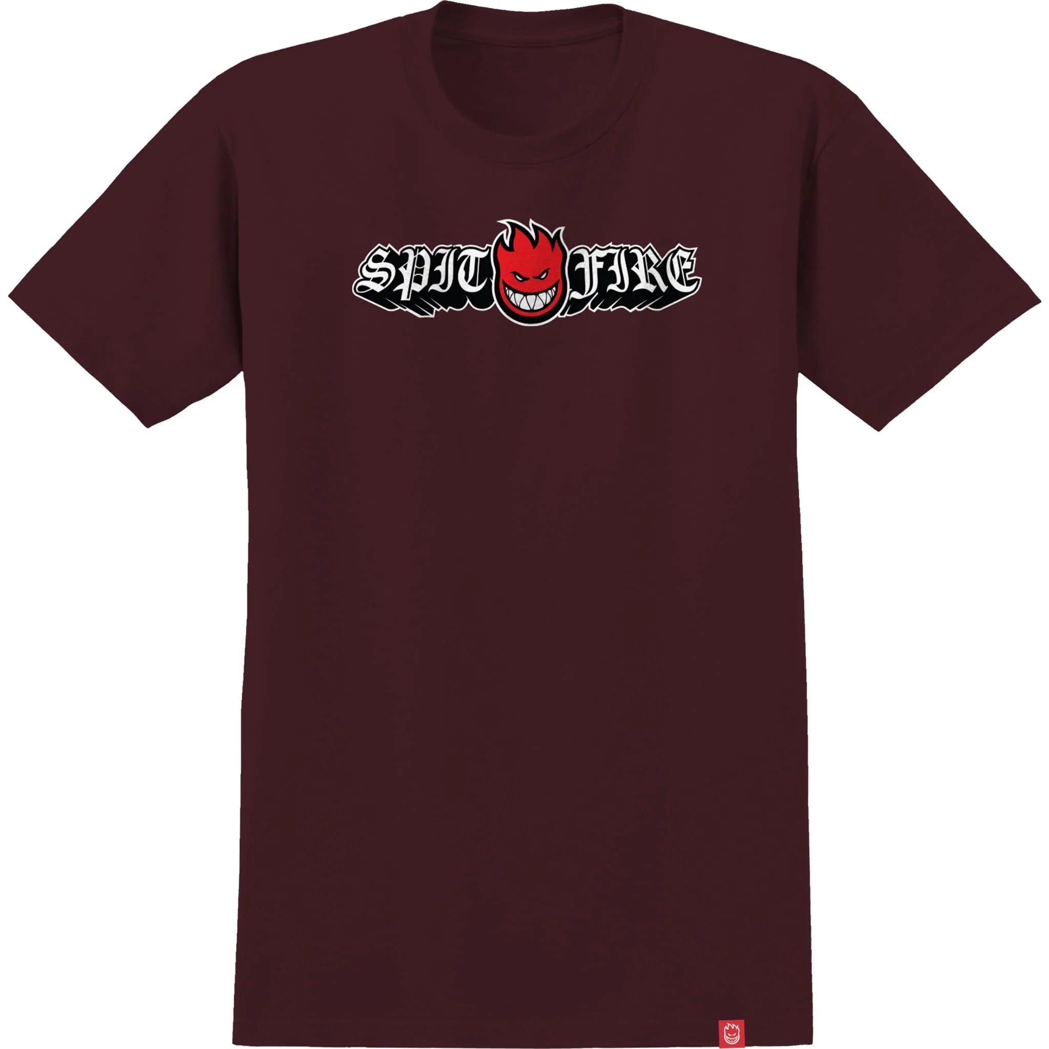 Spitfire Old E Drop Bighead T-Shirt - Burgundy/Red - Black - Switch Skate & Snow