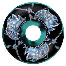 Spitfire X April F4 Bighead Rose Radial Wheels - 56mm 99D - Black/Teal Swirl - Switch Skate & Snow
