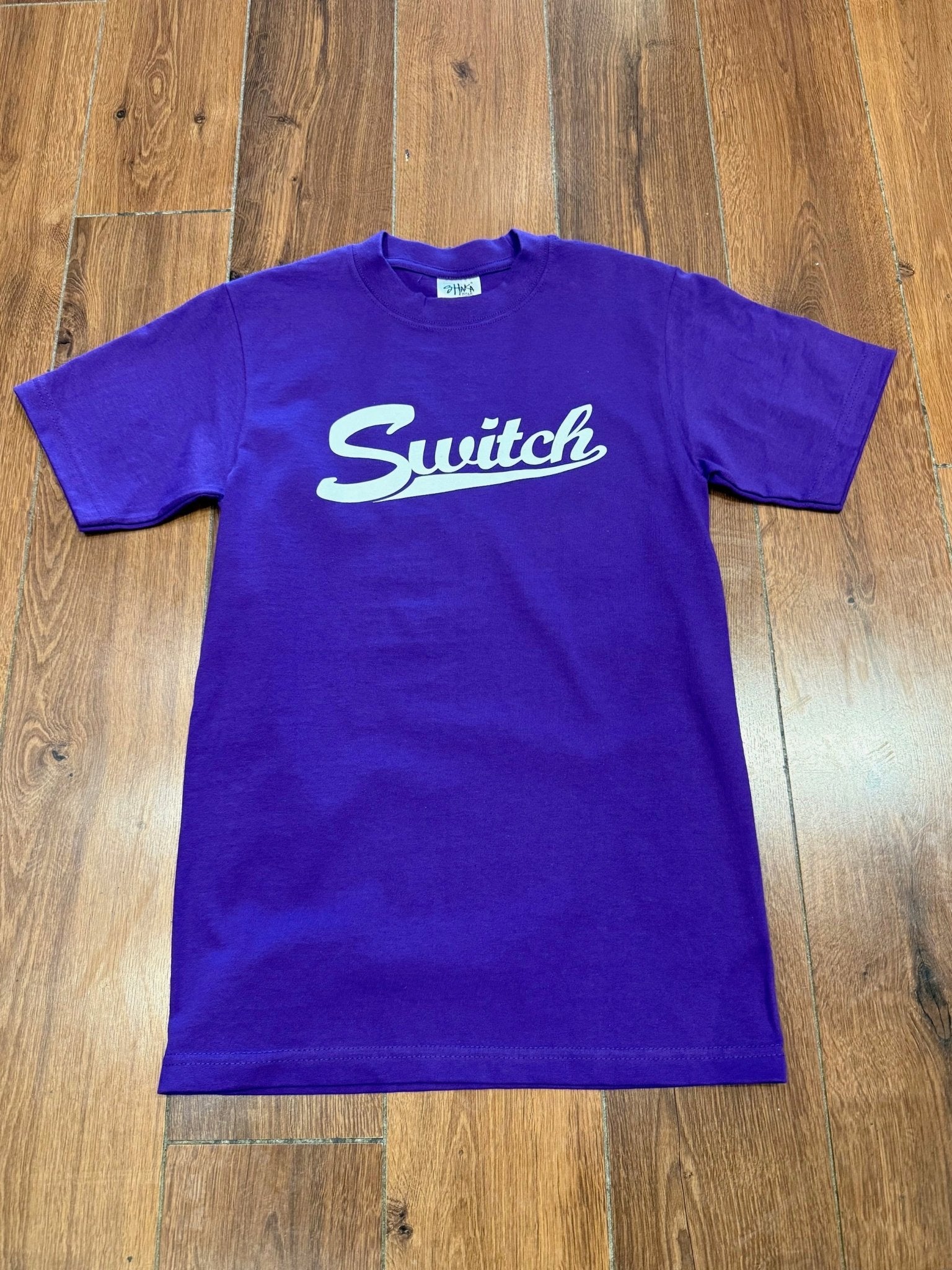 Switch Baseball Script Heavyweight T-Shirt - Purple - Switch Skate & Snow