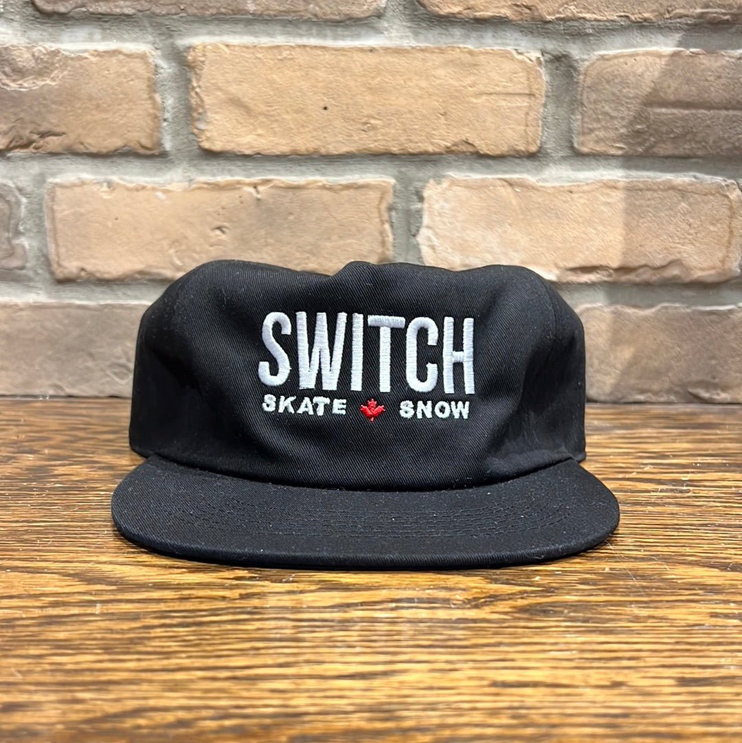 Switch OG Logo 5 - Panel Snapback Hat - Black - Switch Skate & Snow