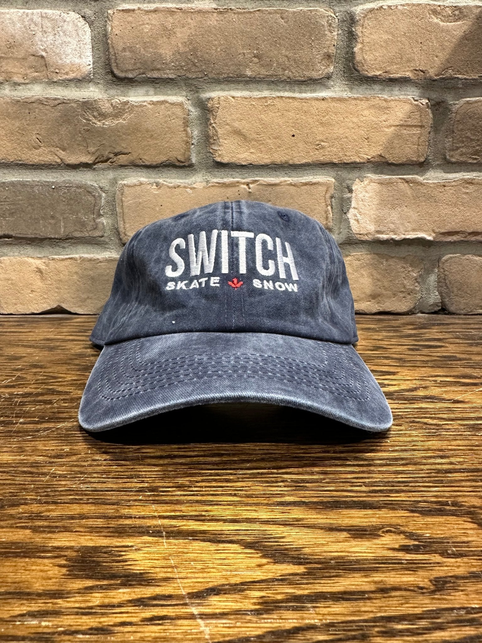 Switch OG Logo 6 - Panel Strap Back Pigment Washed Dad Hat - Navy - Switch Skate & Snow