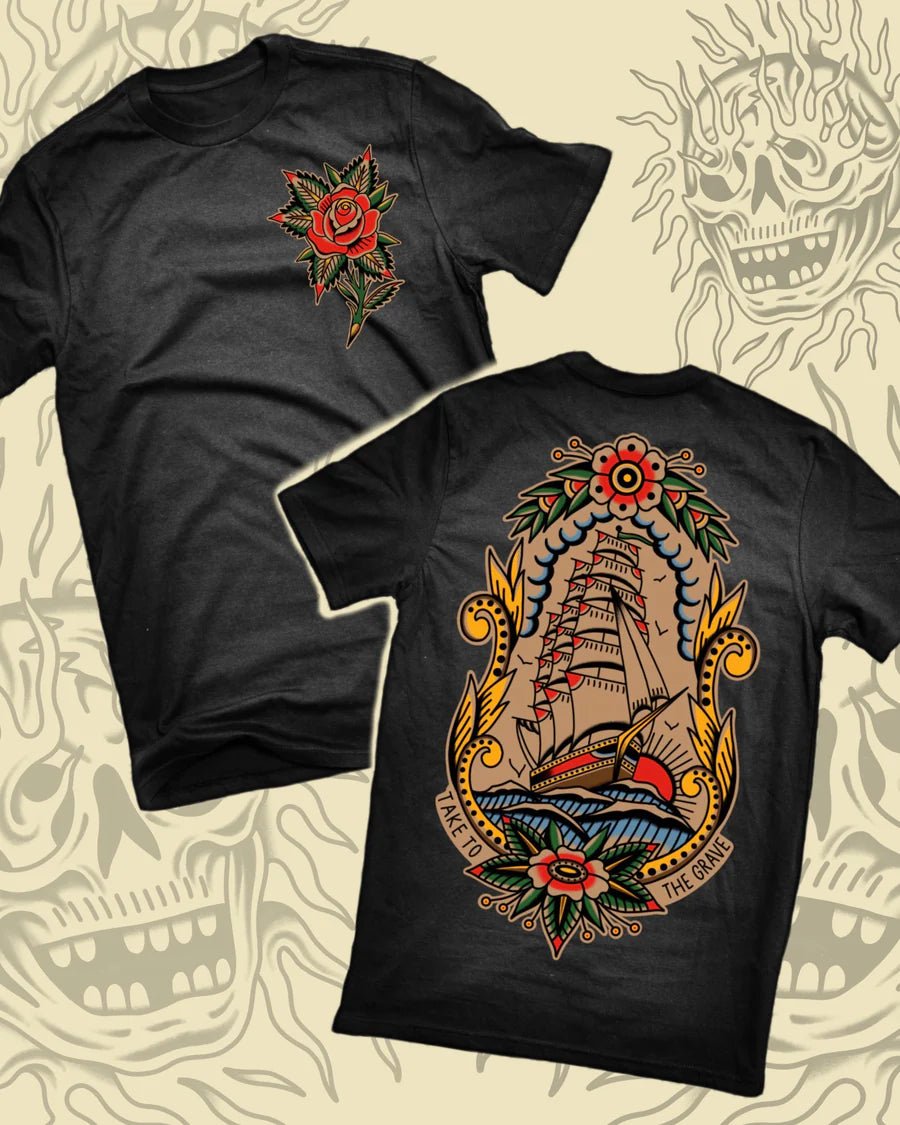 Take To The Grave - Rose Ship T-Shirt - Black - Switch Skate & Snow
