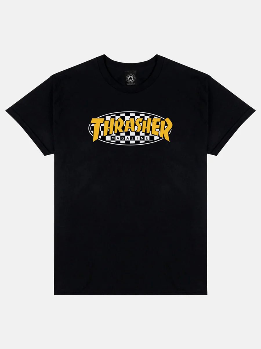 Thrasher Checkered Oval T-Shirt - Black - Switch Skate & Snow
