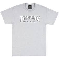 Thrasher Outlined T-Shirt - Grey/White - Switch Skate & Snow