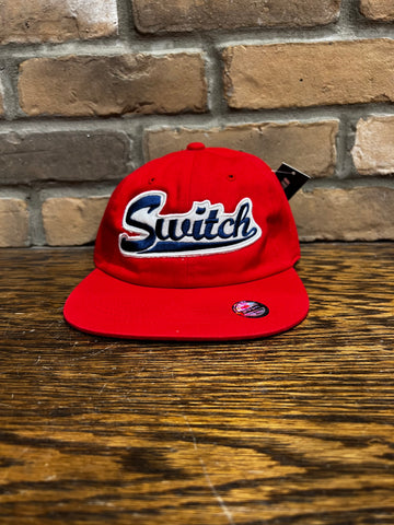 Switch Baseball Script Strapback Hat - Red