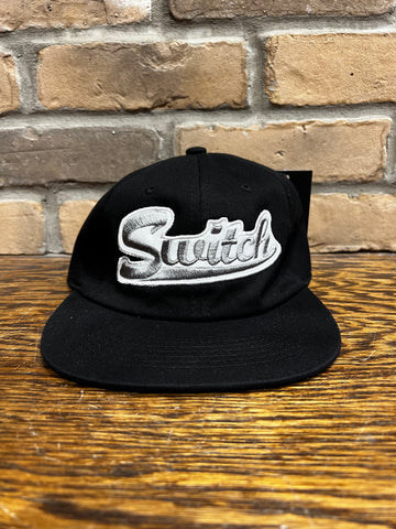 Switch Baseball Script Snapback Hat - Black