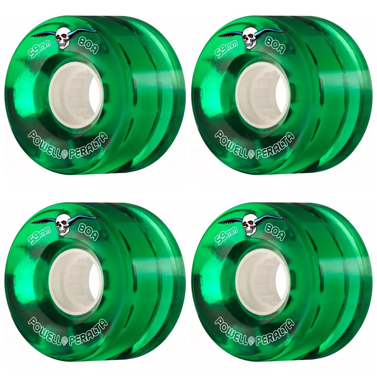 Powell Peralta H8 Clear Cruiser Wheels - Clear Green - 59mm 80A - Switch Skate & Snow