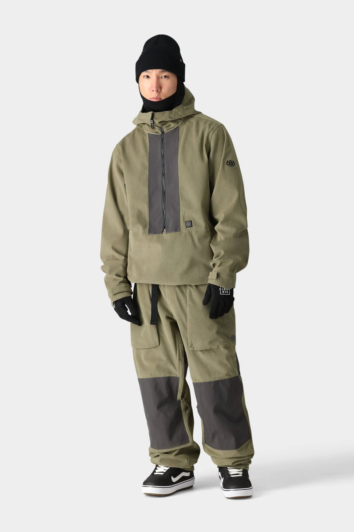 686 Ghost 2.5L Anorak 2025 Jacket - Sage Corduroy Colorblock - Switch Skate & Snow