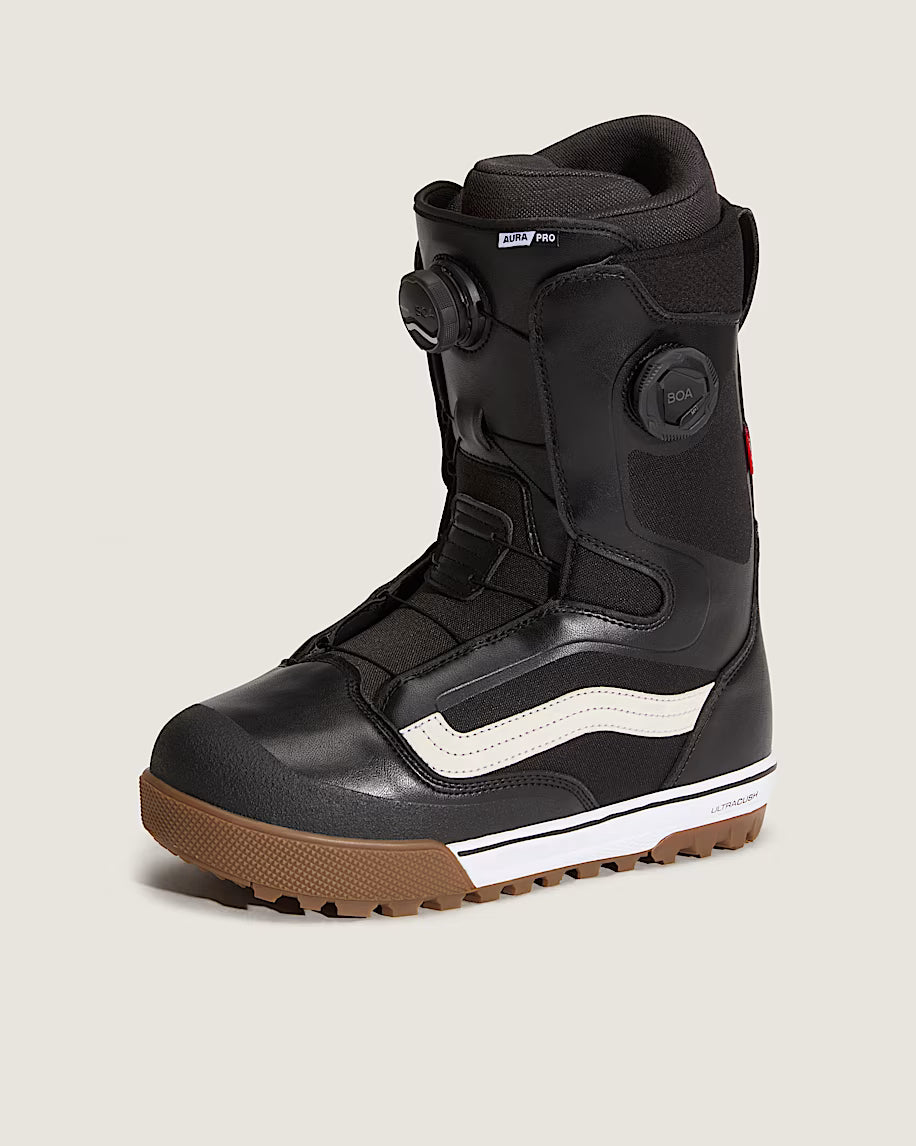Vans Aura Pro Snowboard Boot – Black/White Dual BOA® All-Mountain Freestyle