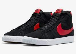 Nike SB Zoom Blazer Mid Shoes - Black/University Red-Black