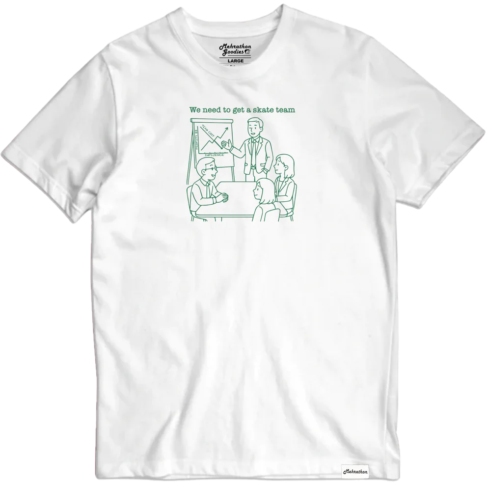 Mehrathon Corporate Bandwagon T-Shirt – White Skate Streetwear Tee