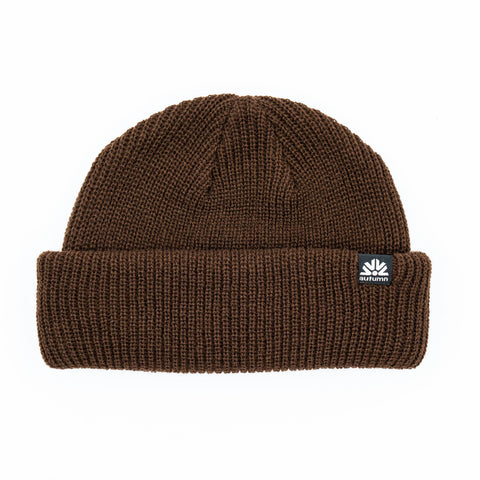 Autumn Shorty Double Roll Beanie - Brown