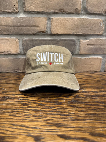 Switch OG Logo 6-Panel Strap Back Pigment Washed Dad Hat - Khaki