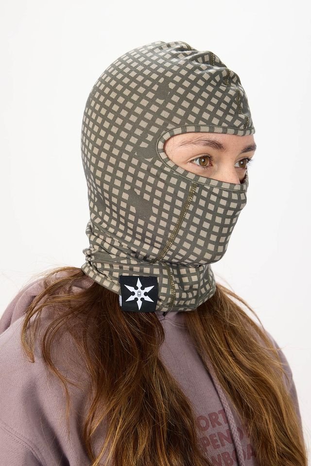 Airblaster 2027 Ninja Face Facemask - Olive Grid - Switch Skate & Snow