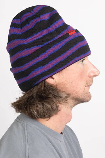 Corduroy 2025 Ripped Stripe Beanie - Black - Switch Skate & Snow