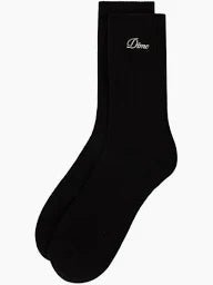 Dime Cursive Logo 2 Pack Crew Socks - Black - Switch Skate & Snow