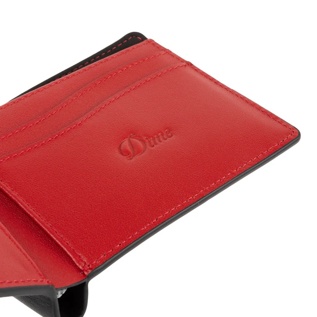 Dime Leather Bi - fold Wallet - Black/Cherry - Switch Skate & Snow