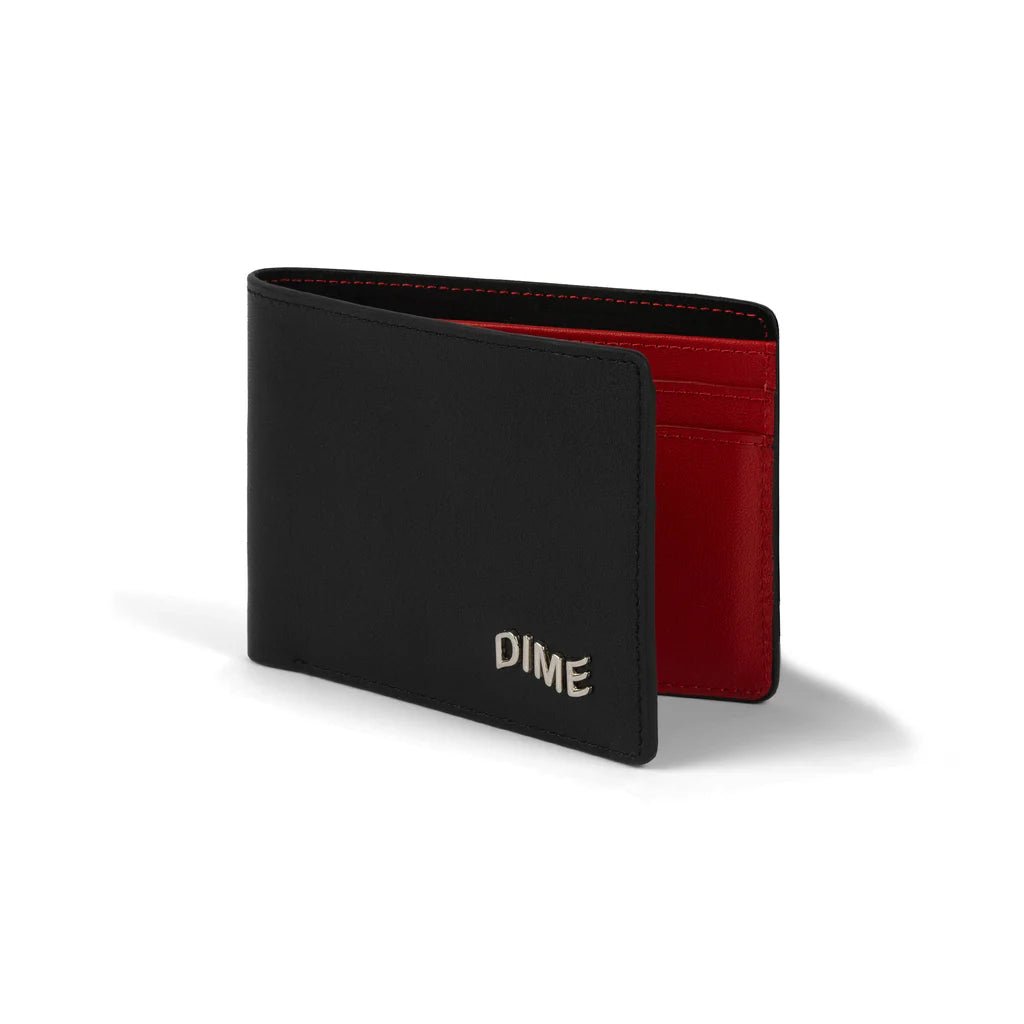 Dime Leather Bi - fold Wallet - Black/Cherry - Switch Skate & Snow