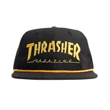 Thrasher Rope Snapback Hat - Black/Yellow