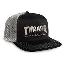 Thrasher Embroidered Logo Mesh Cap - Black/Grey