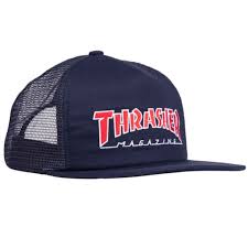 Thrasher Embroidered Logo Mesh Cap - Navy