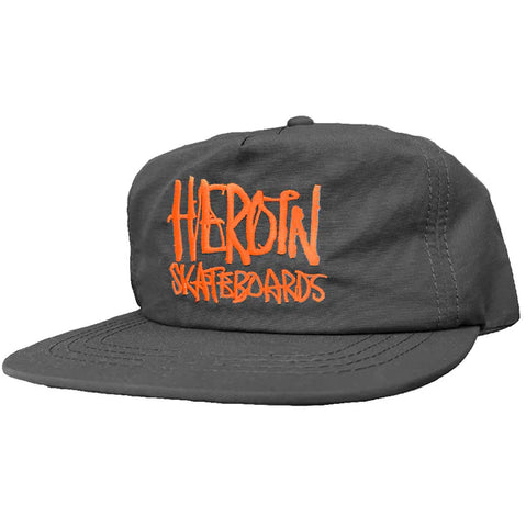 Heroin - Script Nylon Snapback Hat - Black/Orange