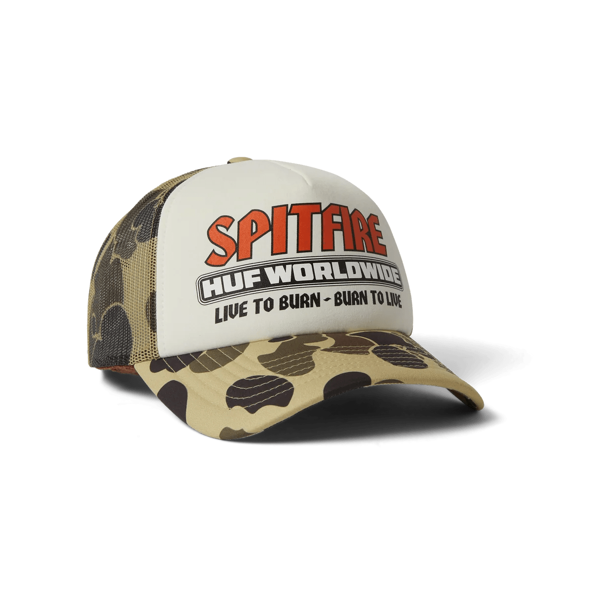 HUF X Spitfire Burn Forever Trucker Hat - Camo - Switch Skate & Snow