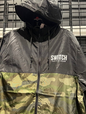Switch OG Logo Lightweight Windbreaker Full Zip Jacket - Black Forest Camo