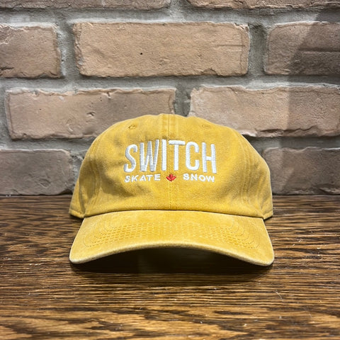 Switch OG Logo 6-Panel Strap Back Pigment Washed Dad Hat - Gold