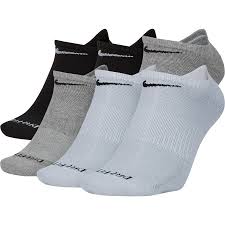 Nike Everyday Plus Cotton Cushioned No Show Socks - 3 Pack - Blk/Wht/Gry