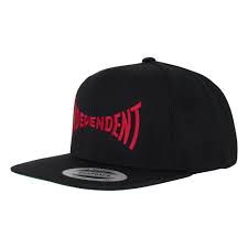 Independent Span Embroidered Snapback Hat - Black/Dark Red - Switch Skate & Snow