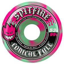 Spitfire F4 Colour Pack Conical Full Wheels - 53mm 99D - Teal/Pink Swirl - Switch Skate & Snow
