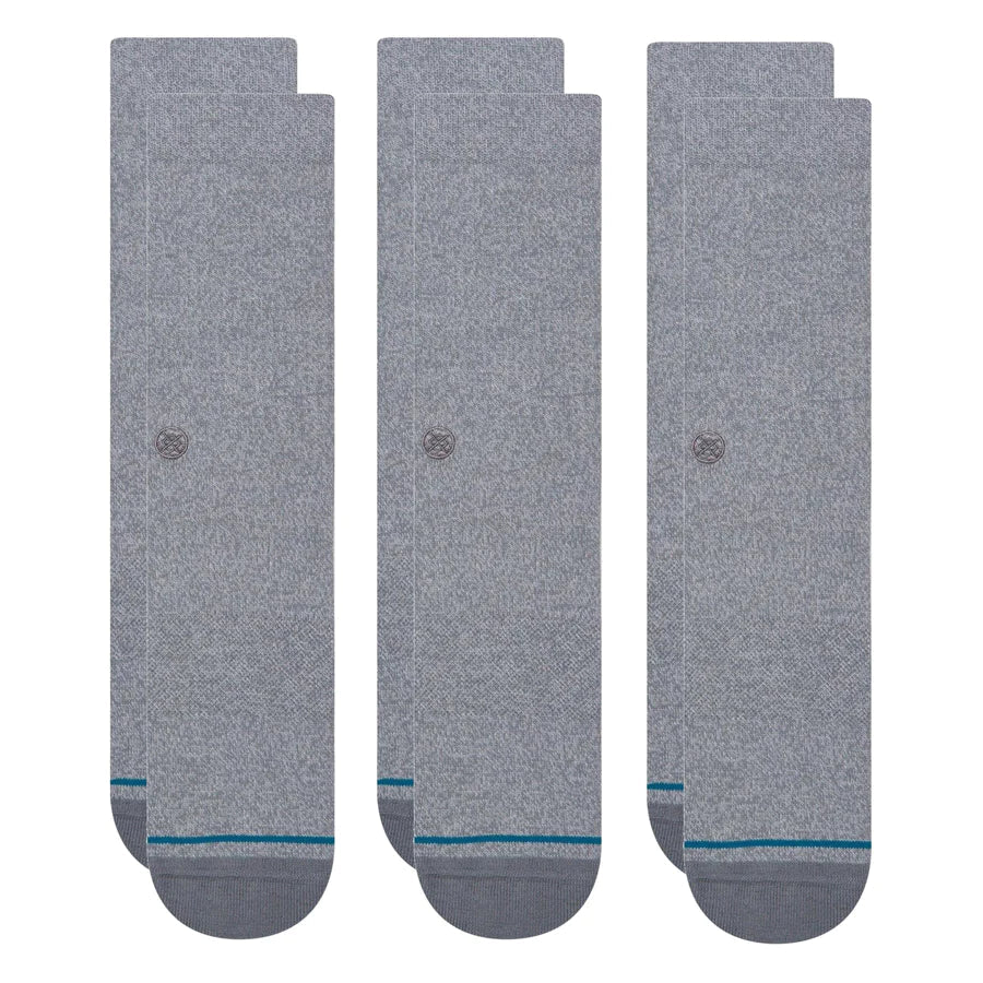 Stance Socks Icon 3 Pack - Grey Heather - Switch Skate & Snow