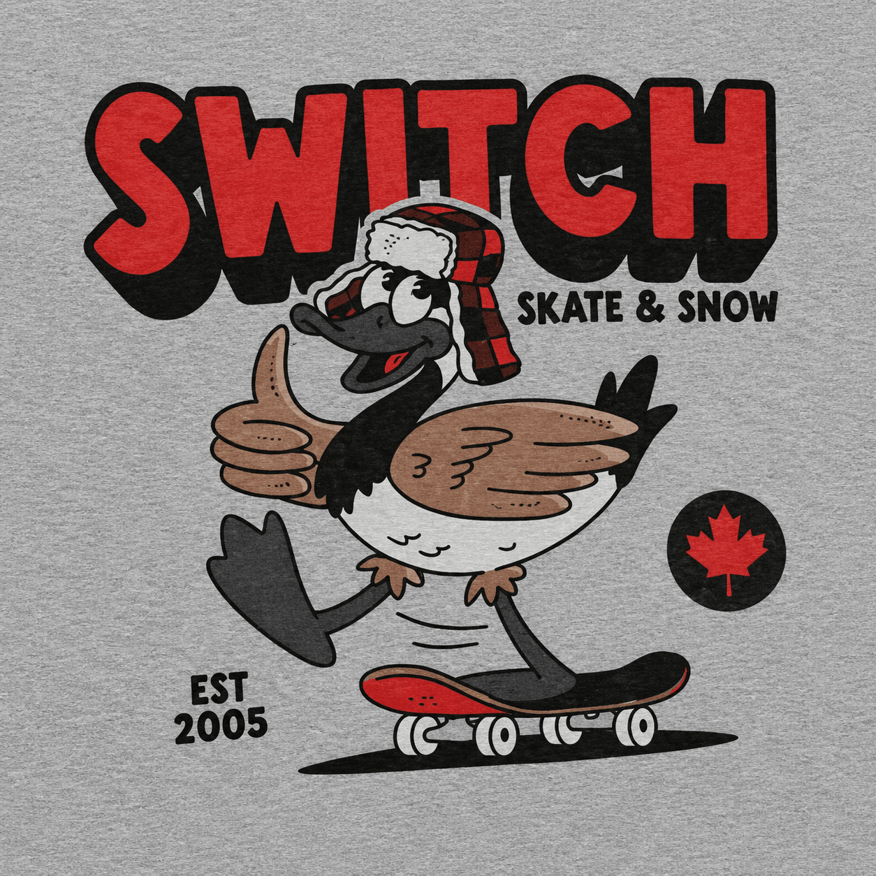 Switch For Life Goose Logo Heavyweight T-Shirt - Grey - Switch Skate & Snow