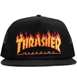 Thrasher Embroidered Flame Logo Mesh Hat - Black - Switch Skate & Snow