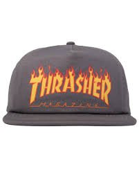 Thrasher Printed Flame Snapback Hat - Grey - Switch Skate & Snow
