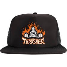 Thrasher x Neckface Who Cares Trucker Hat - Black - Switch Skate & Snow