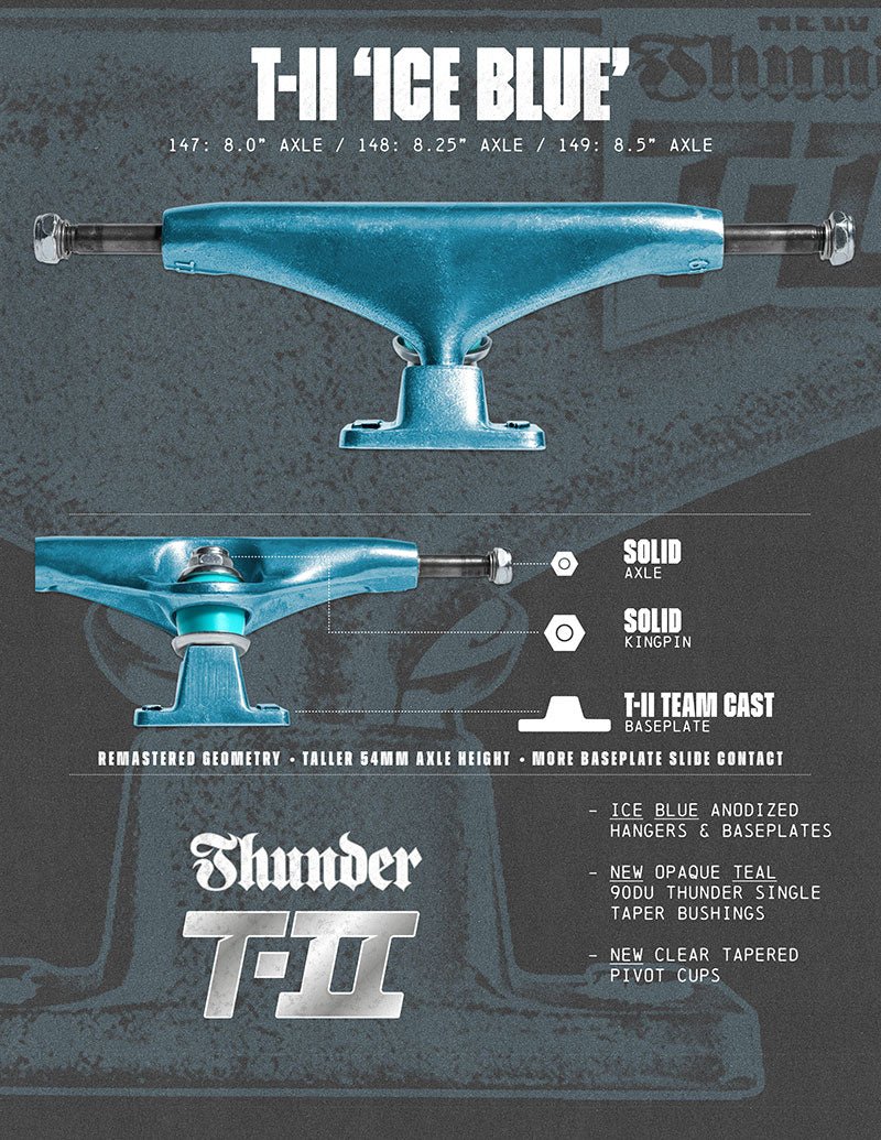 Thunder T-II Team Trucks - Ice Blue -149 - Switch Skate & Snow